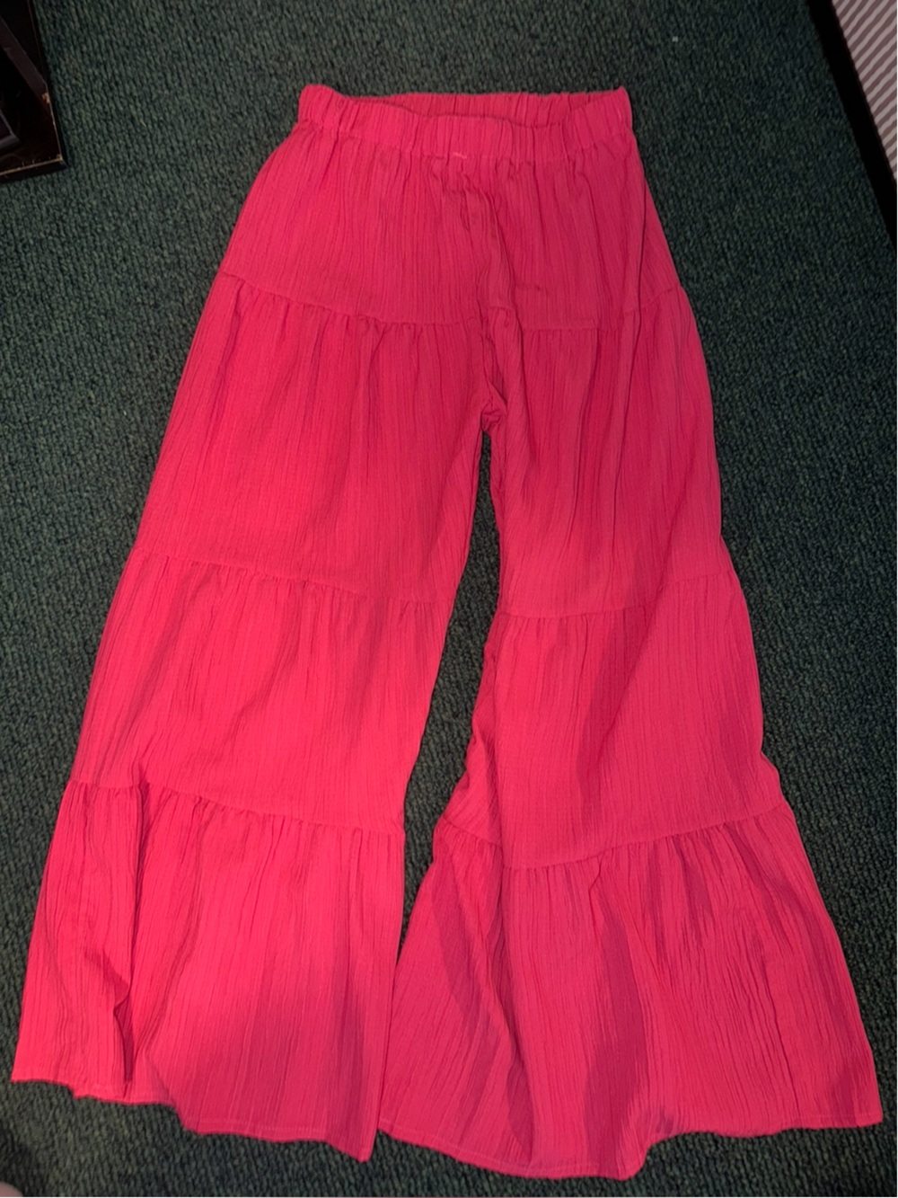 Bright Pink Tiered Wide-Leg Pants